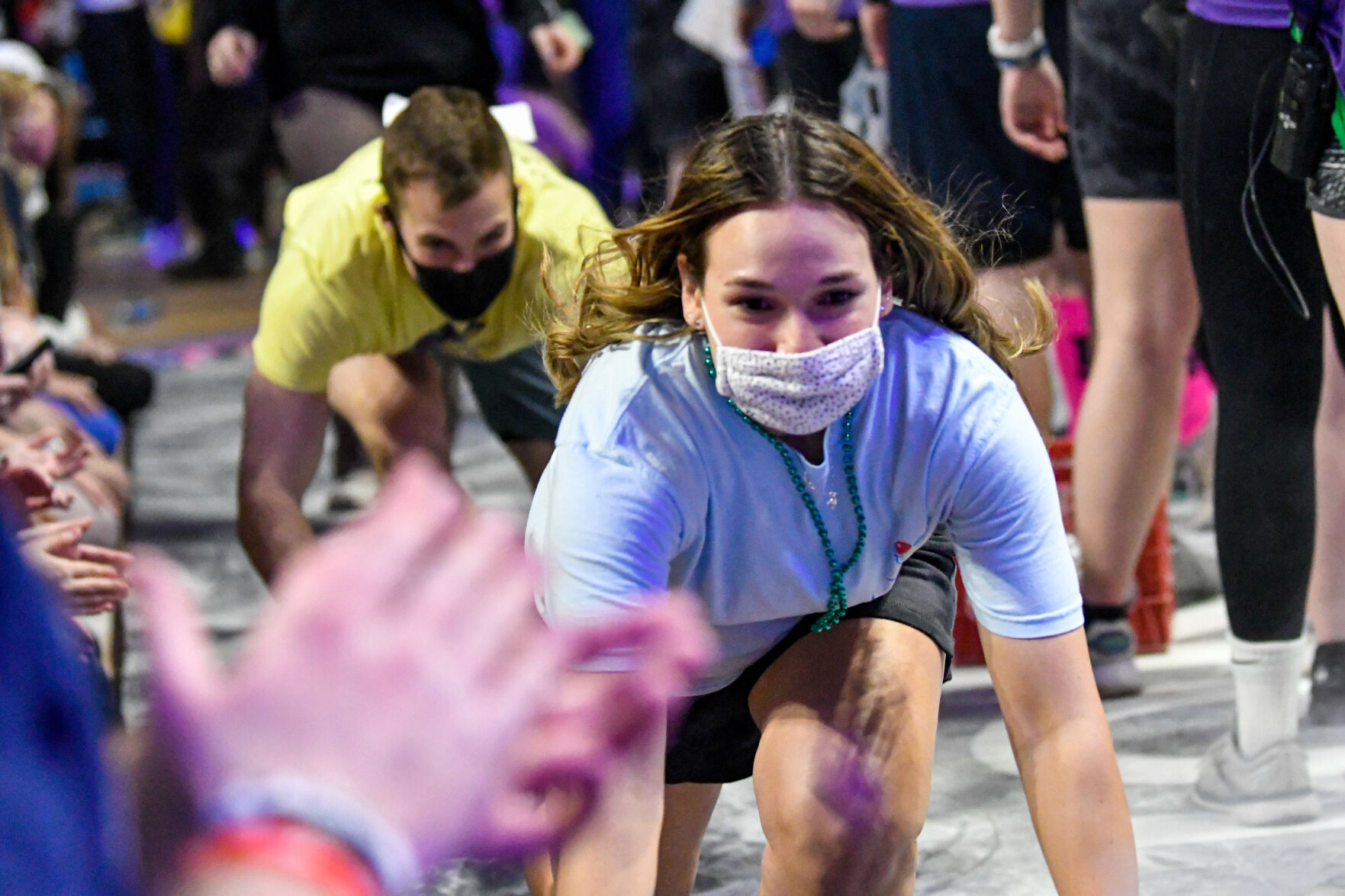 THON 2022, Alexia Calnon slides across floor